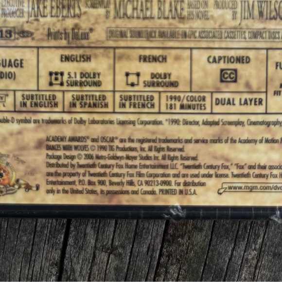 ‘DANCES WITH WOLVES’ 1990 MGM MOVIE DVD STARRING KEVIN COSTNER - Picture 4 of 5